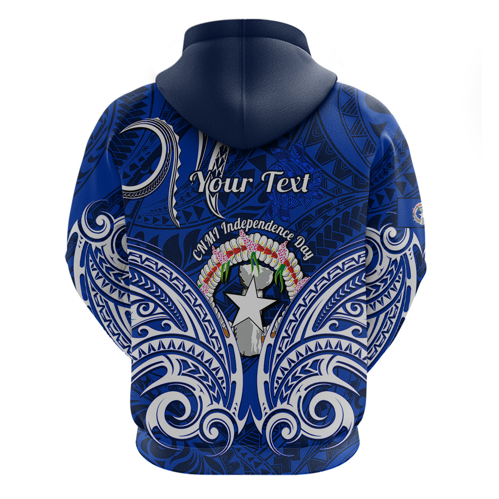Personalised Independence Day CNMI Hoodie Northern Mariana Islands Tribal Tattoo Pattern - Wonder Print Shop