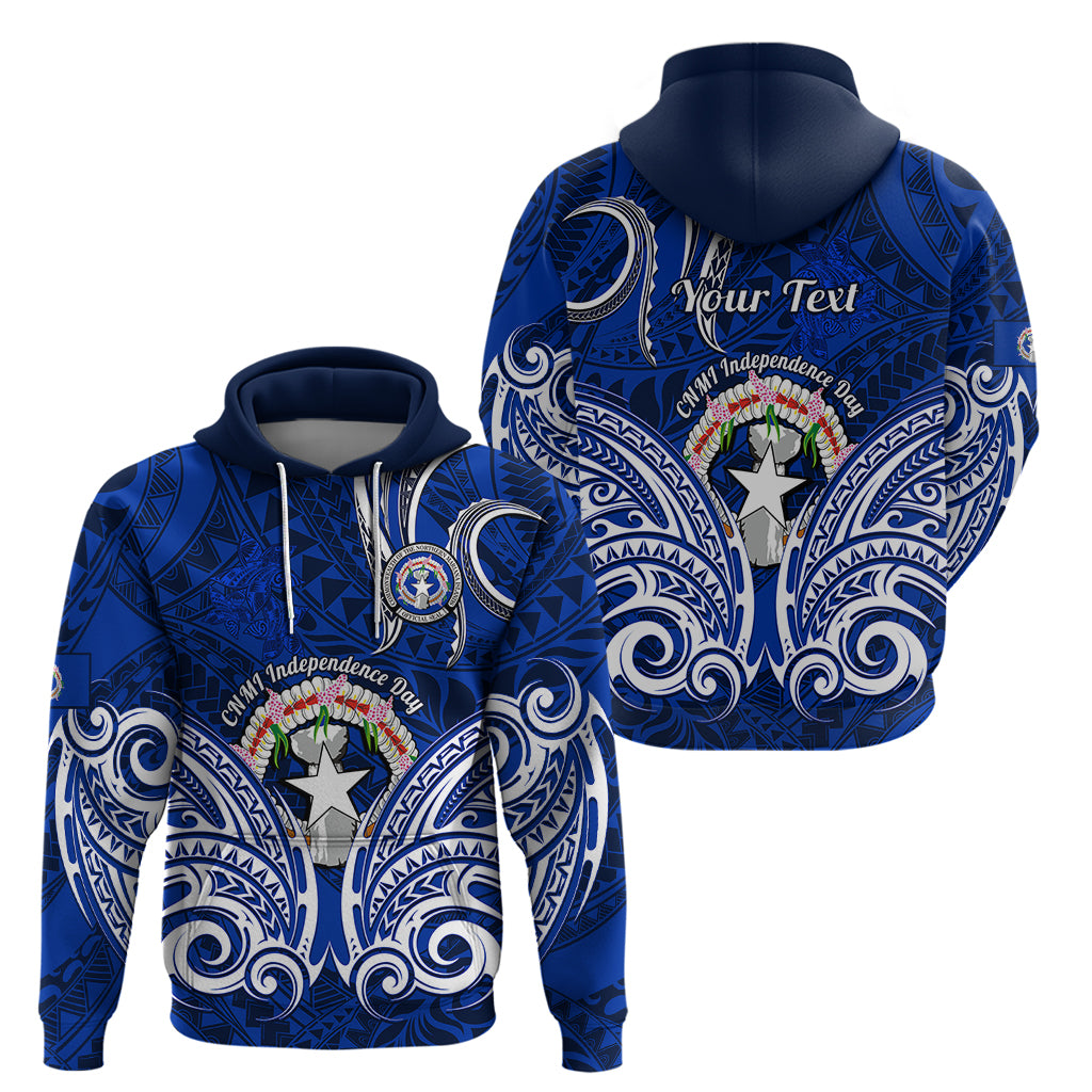 Personalised Independence Day CNMI Hoodie Northern Mariana Islands Tribal Tattoo Pattern - Wonder Print Shop