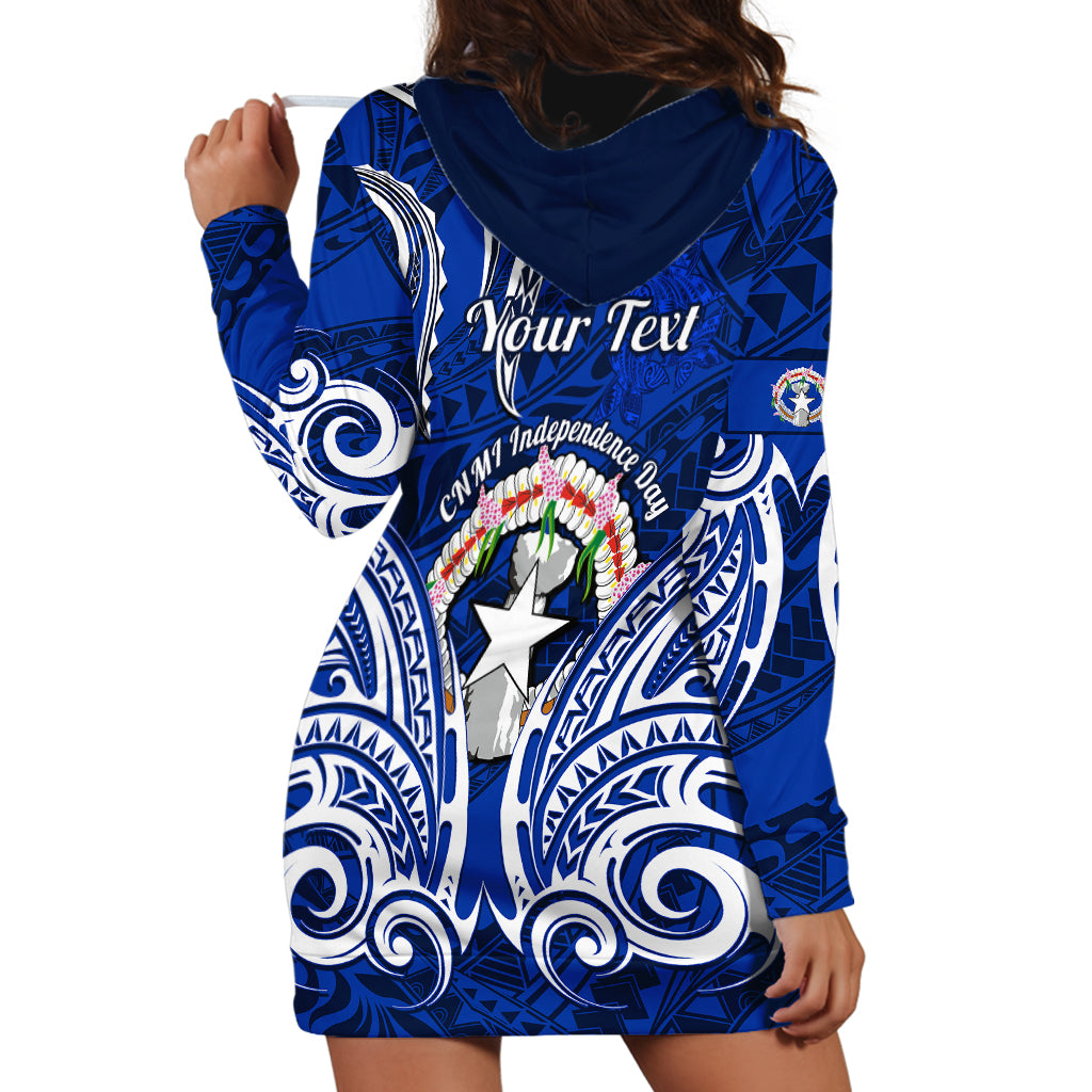Personalised Independence Day CNMI Hoodie Dress Northern Mariana Islands Tribal Tattoo Pattern - Wonder Print Shop