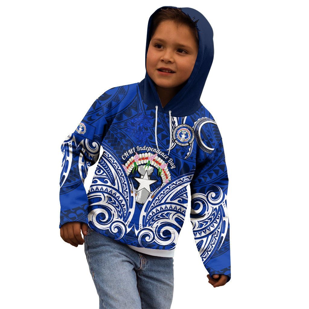 Personalised Independence Day CNMI Kid Hoodie Northern Mariana Islands Tribal Tattoo Pattern - Wonder Print Shop