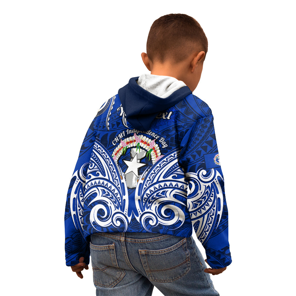 Personalised Independence Day CNMI Kid Hoodie Northern Mariana Islands Tribal Tattoo Pattern - Wonder Print Shop