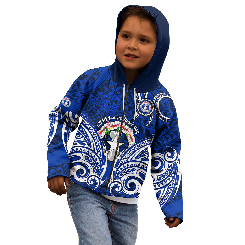 Personalised Independence Day CNMI Kid Hoodie Northern Mariana Islands Tribal Tattoo Pattern - Wonder Print Shop