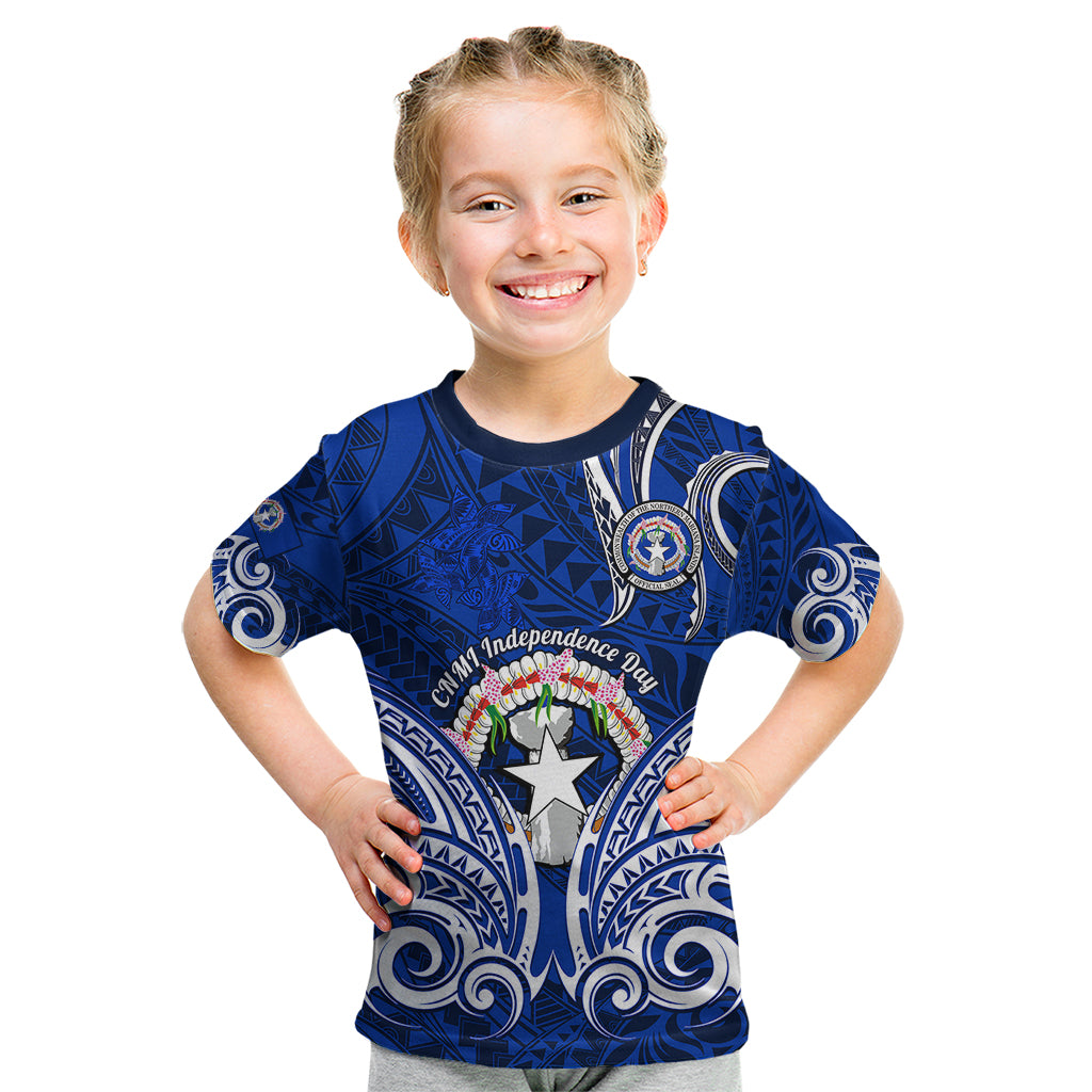 Personalised Independence Day CNMI Kid T Shirt Northern Mariana Islands Tribal Tattoo Pattern - Wonder Print Shop