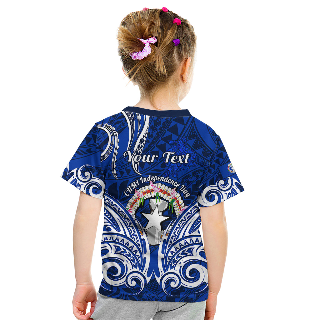 Personalised Independence Day CNMI Kid T Shirt Northern Mariana Islands Tribal Tattoo Pattern - Wonder Print Shop