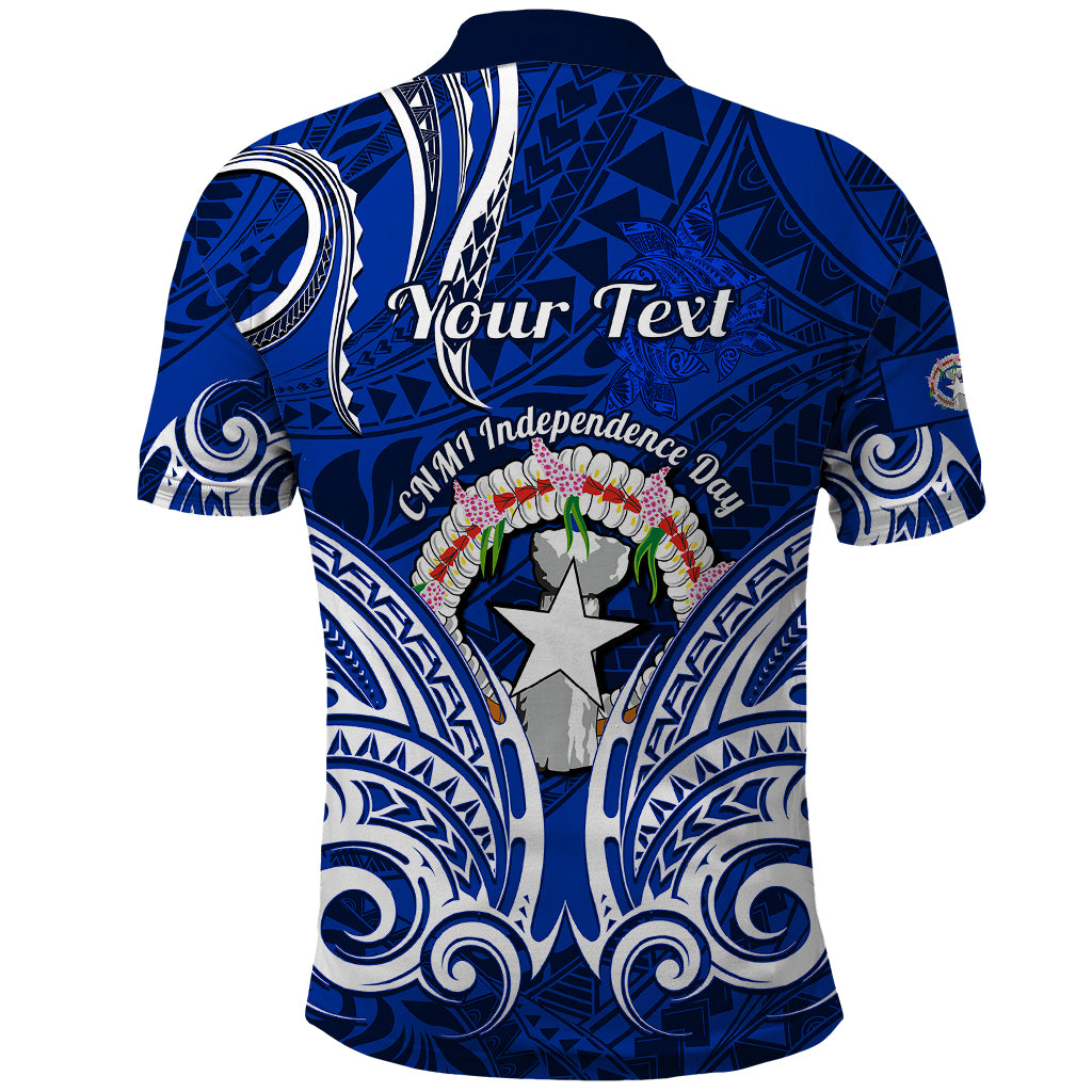Personalised Independence Day CNMI Polo Shirt Northern Mariana Islands Tribal Tattoo Pattern - Wonder Print Shop