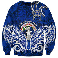 Personalised Independence Day CNMI Sweatshirt Northern Mariana Islands Tribal Tattoo Pattern - Wonder Print Shop