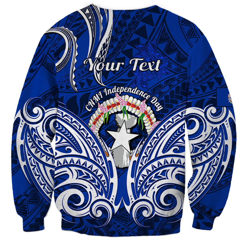 Personalised Independence Day CNMI Sweatshirt Northern Mariana Islands Tribal Tattoo Pattern - Wonder Print Shop