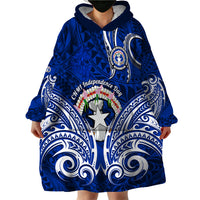 Personalised Independence Day CNMI Wearable Blanket Hoodie Northern Mariana Islands Tribal Tattoo Pattern - Wonder Print Shop