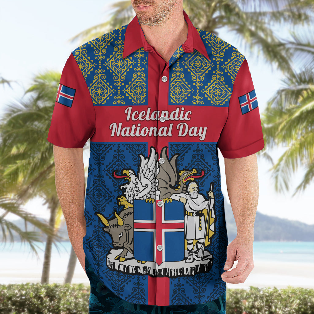 17 June Iceland National Day Hawaiian Shirt Icelandic Folk Pattern - Wonder Print Shop