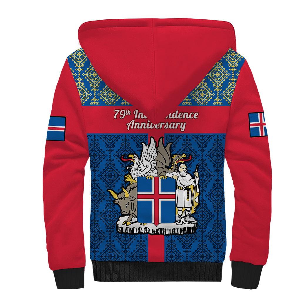 17 June Iceland National Day Sherpa Hoodie Icelandic Folk Pattern - Wonder Print Shop