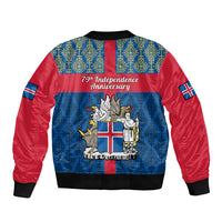 17 June Iceland National Day Sleeve Zip Bomber Jacket Icelandic Folk Pattern - Wonder Print Shop