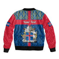 Personalised 17 June Iceland National Day Bomber Jacket Icelandic Folk Pattern - Wonder Print Shop