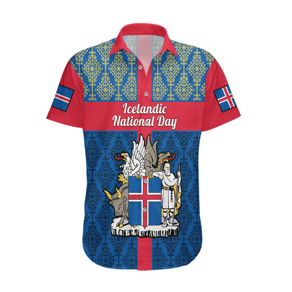 Personalised 17 June Iceland National Day Hawaiian Shirt Icelandic Folk Pattern - Wonder Print Shop