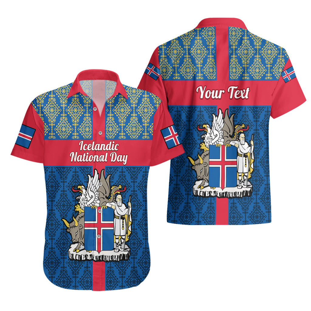 Personalised 17 June Iceland National Day Hawaiian Shirt Icelandic Folk Pattern - Wonder Print Shop
