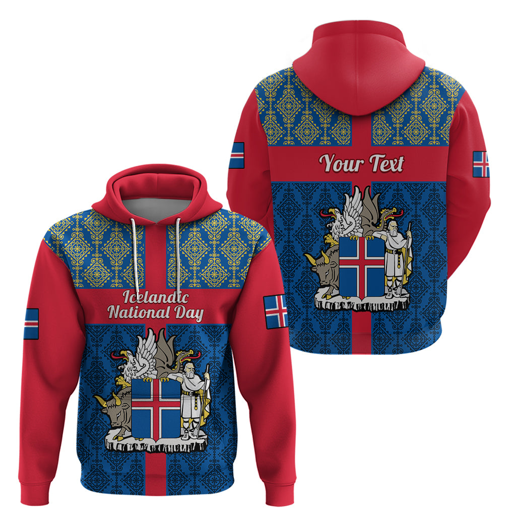 Personalised 17 June Iceland National Day Hoodie Icelandic Folk Pattern - Wonder Print Shop