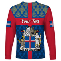 Personalised 17 June Iceland National Day Long Sleeve Shirt Icelandic Folk Pattern - Wonder Print Shop