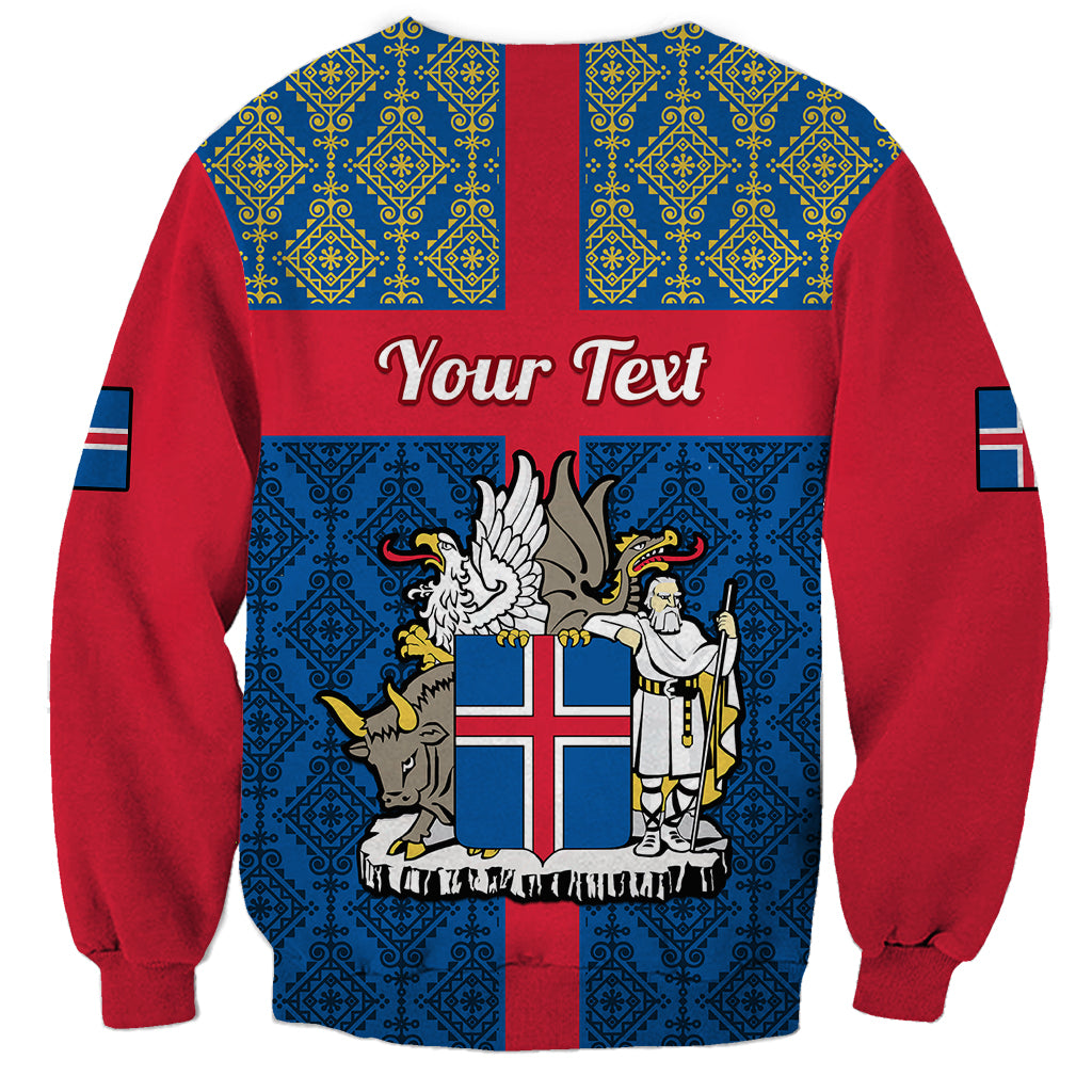 Personalised 17 June Iceland National Day Sweatshirt Icelandic Folk Pattern - Wonder Print Shop