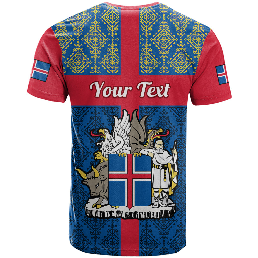 Personalised 17 June Iceland National Day T Shirt Icelandic Folk Pattern - Wonder Print Shop