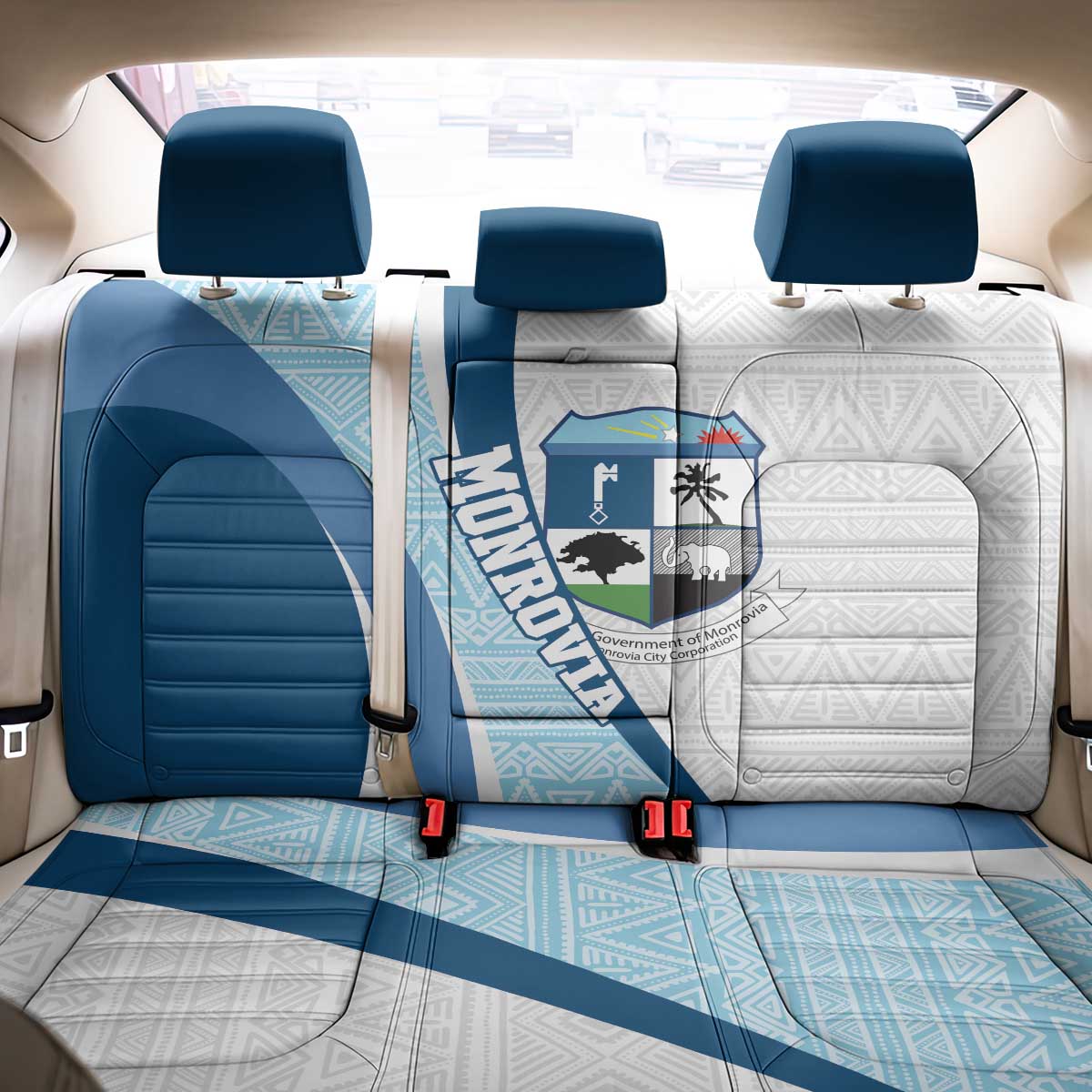 Liberia Monrovia Capital Back Car Seat Cover African Pattern Curves Style