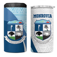 Liberia Monrovia Capital 4 in 1 Can Cooler Tumbler African Pattern Curves Style