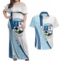 Liberia Monrovia Capital Couples Matching Off Shoulder Maxi Dress and Hawaiian Shirt African Pattern Curves Style