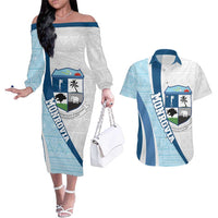 Liberia Monrovia Capital Couples Matching Off The Shoulder Long Sleeve Dress and Hawaiian Shirt African Pattern Curves Style