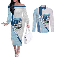 Liberia Monrovia Capital Couples Matching Off The Shoulder Long Sleeve Dress and Long Sleeve Button Shirt African Pattern Curves Style