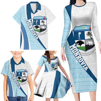 Liberia Monrovia Capital Family Matching Long Sleeve Bodycon Dress and Hawaiian Shirt African Pattern Curves Style