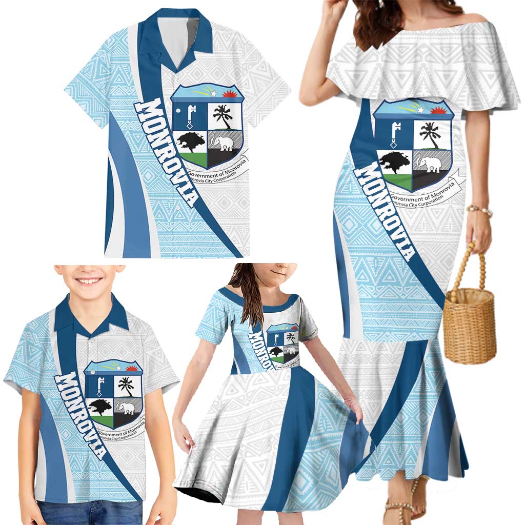 Liberia Monrovia Capital Family Matching Mermaid Dress and Hawaiian Shirt African Pattern Curves Style