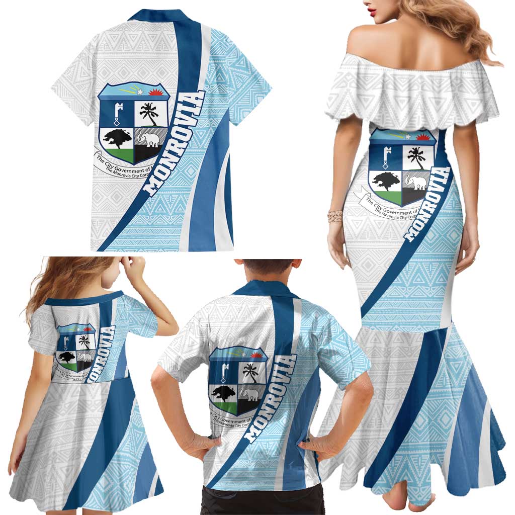 Liberia Monrovia Capital Family Matching Mermaid Dress and Hawaiian Shirt African Pattern Curves Style