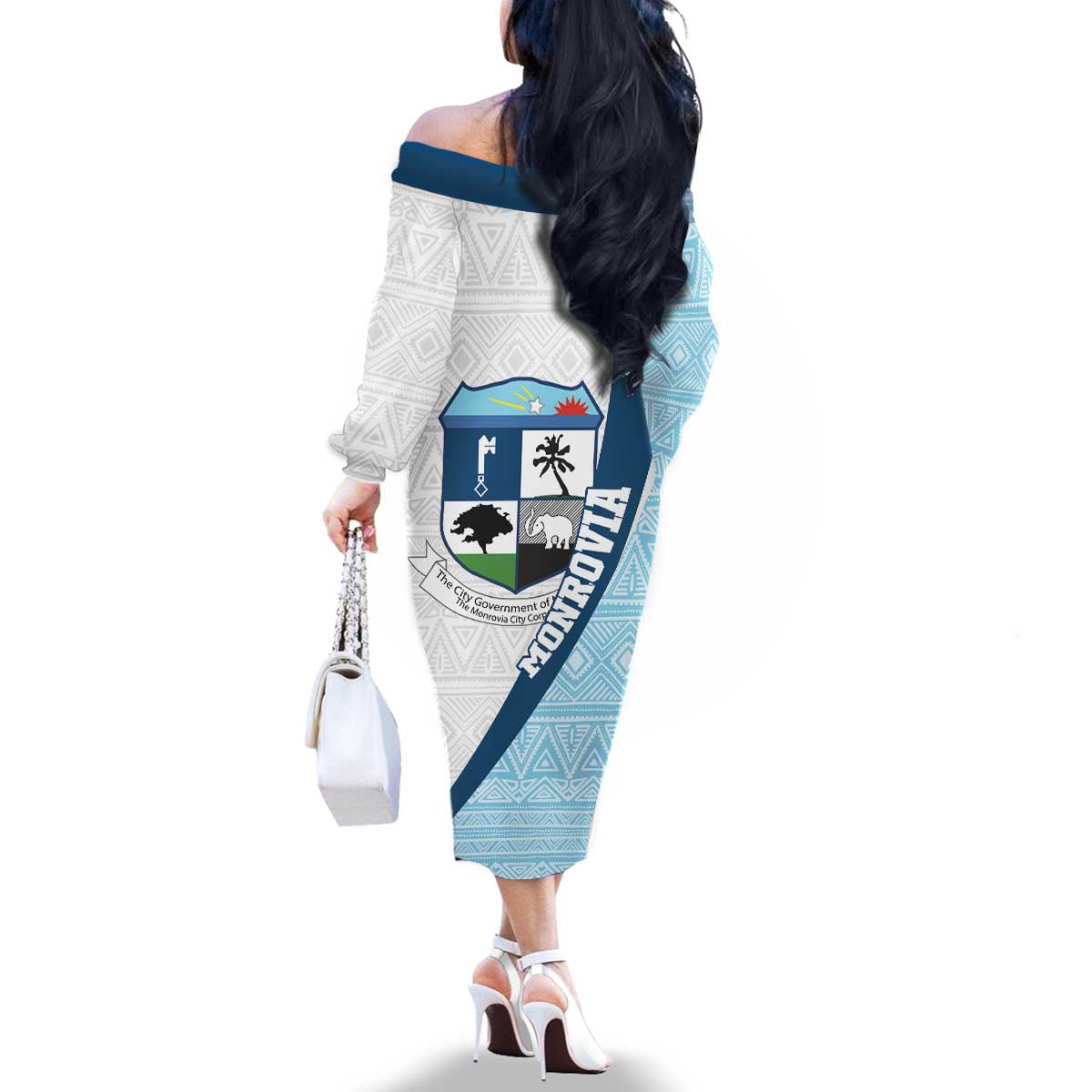 Liberia Monrovia Capital Family Matching Off The Shoulder Long Sleeve Dress and Hawaiian Shirt African Pattern Curves Style