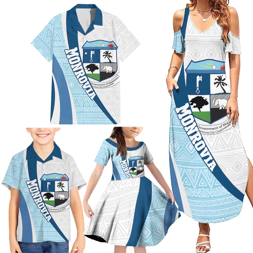 Liberia Monrovia Capital Family Matching Summer Maxi Dress and Hawaiian Shirt African Pattern Curves Style