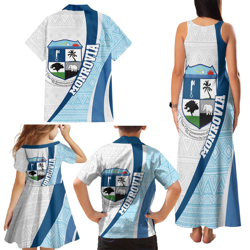 Liberia Monrovia Capital Family Matching Tank Maxi Dress and Hawaiian Shirt African Pattern Curves Style