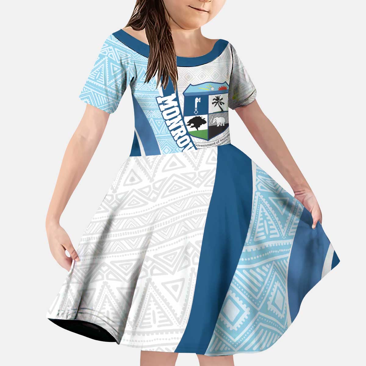 Liberia Monrovia Capital Kid Short Sleeve Dress African Pattern Curves Style