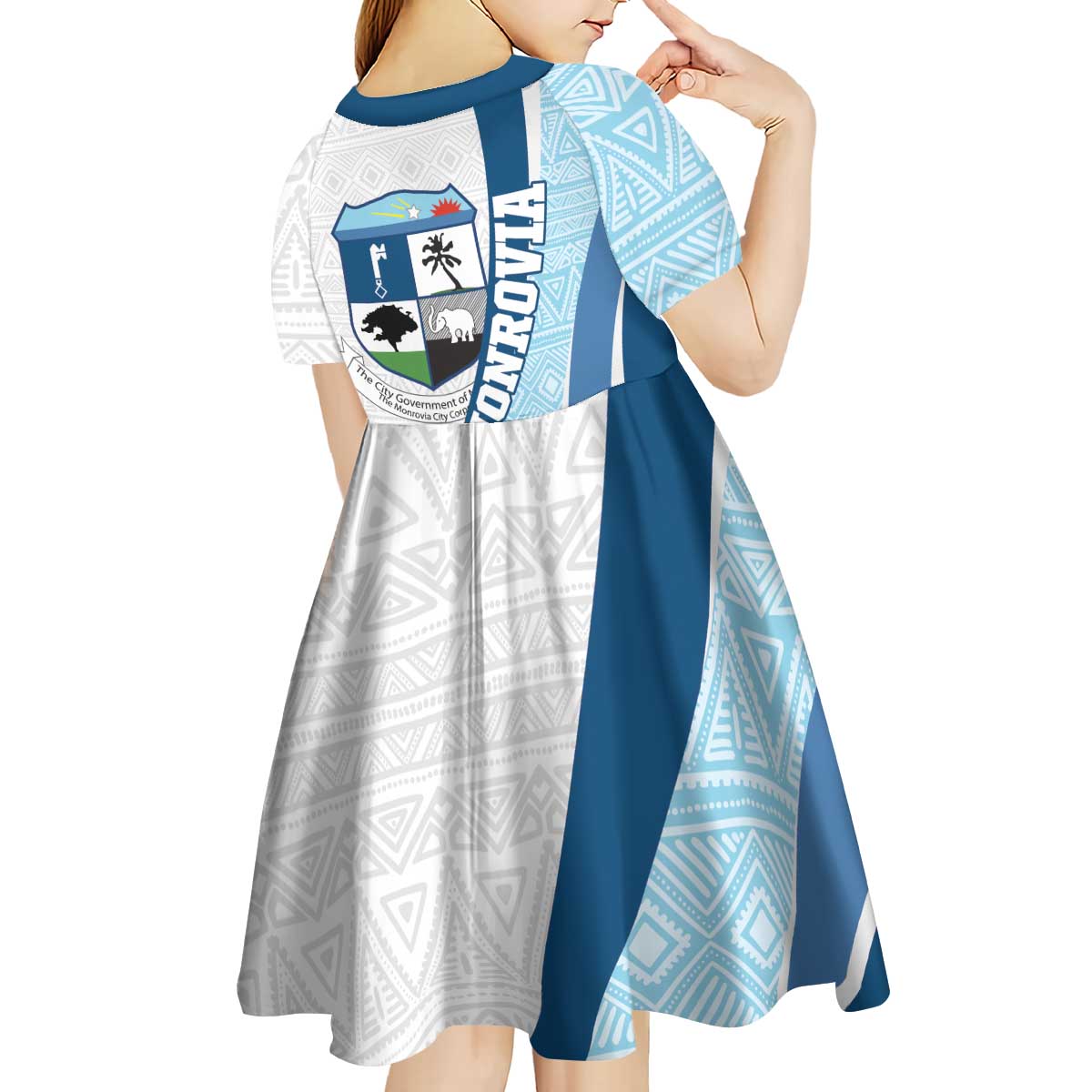 Liberia Monrovia Capital Kid Short Sleeve Dress African Pattern Curves Style
