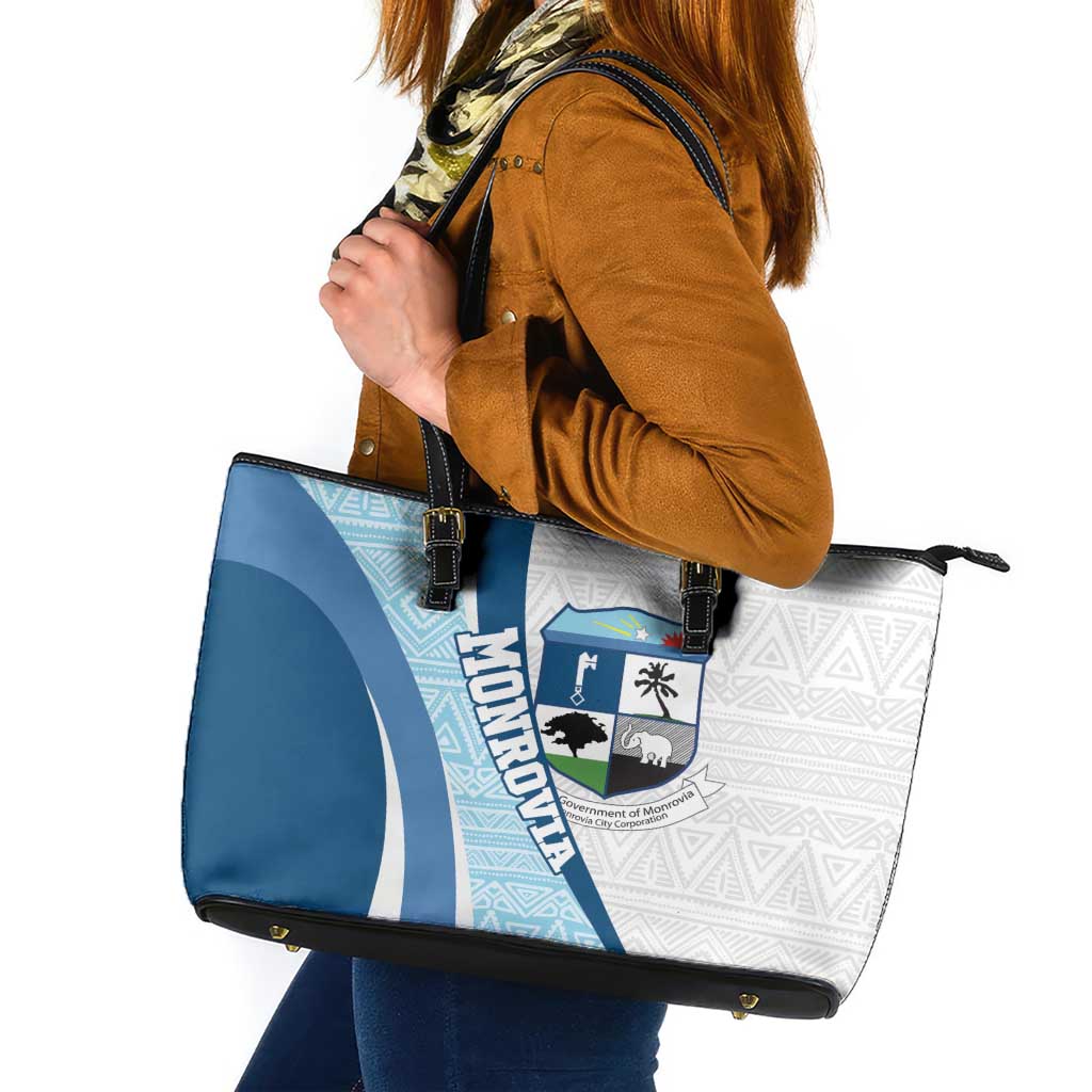 Liberia Monrovia Capital Leather Tote Bag African Pattern Curves Style