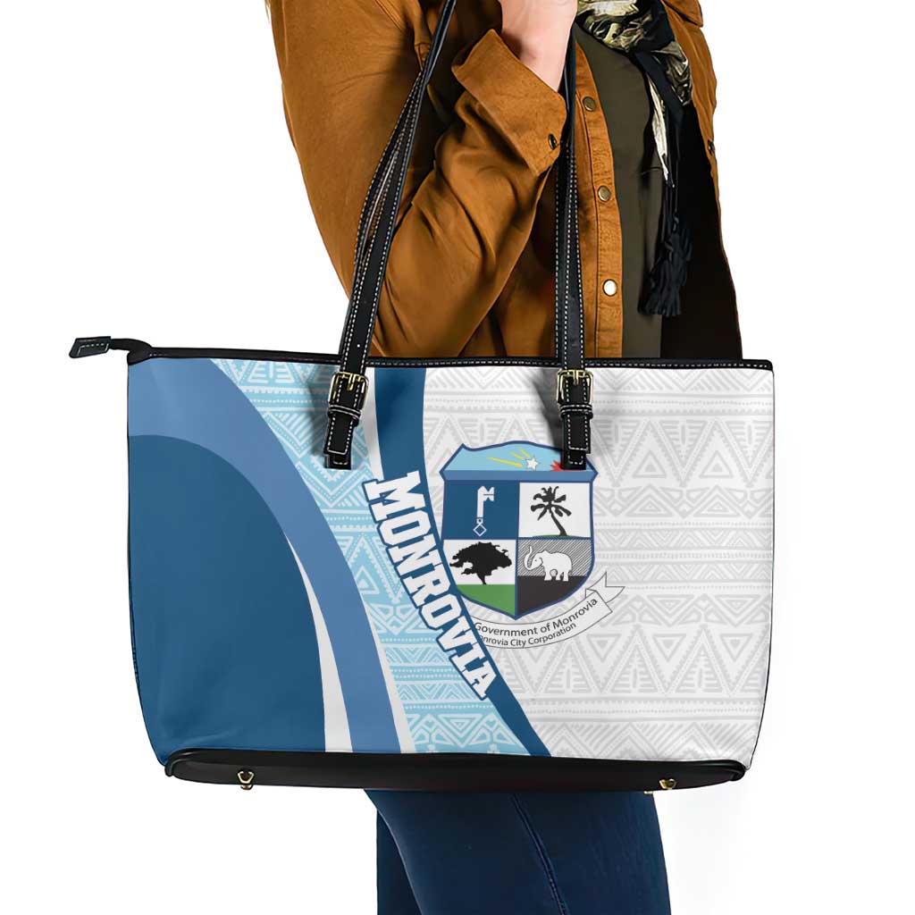 Liberia Monrovia Capital Leather Tote Bag African Pattern Curves Style