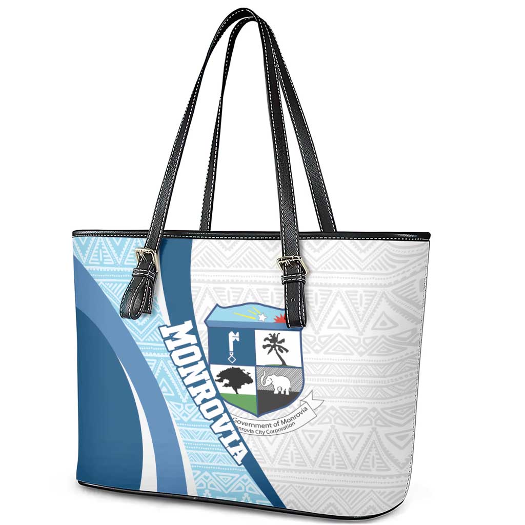 Liberia Monrovia Capital Leather Tote Bag African Pattern Curves Style