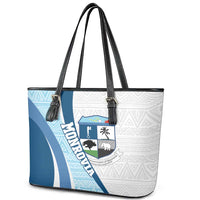 Liberia Monrovia Capital Leather Tote Bag African Pattern Curves Style