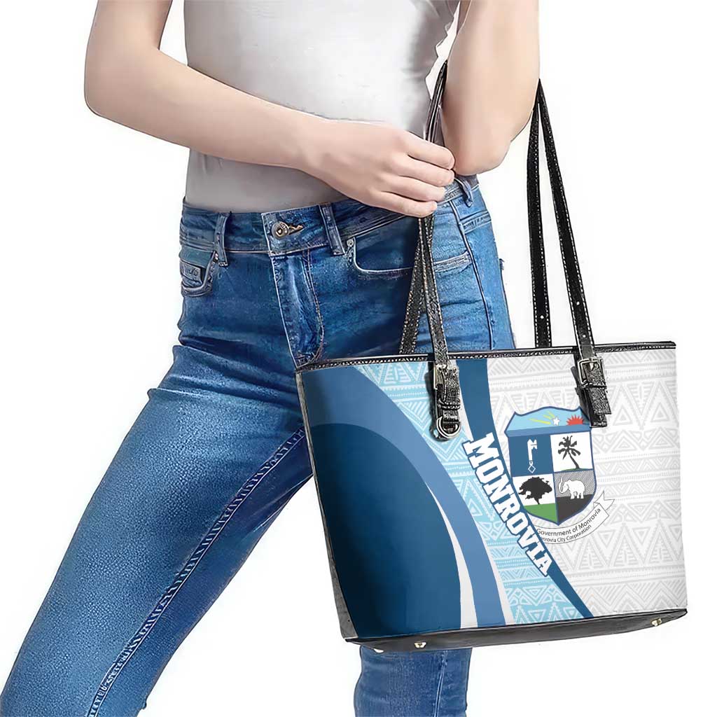 Liberia Monrovia Capital Leather Tote Bag African Pattern Curves Style