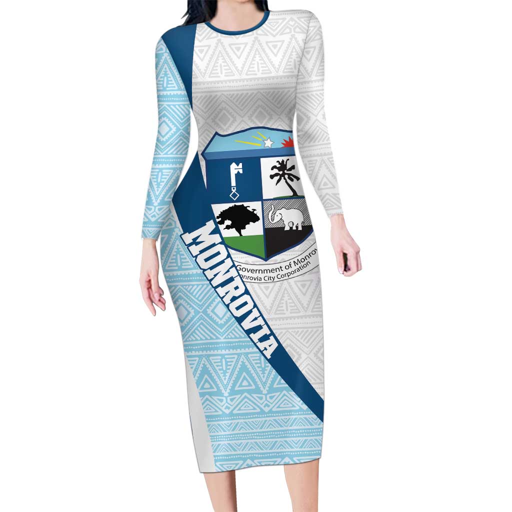 Liberia Monrovia Capital Long Sleeve Bodycon Dress African Pattern Curves Style