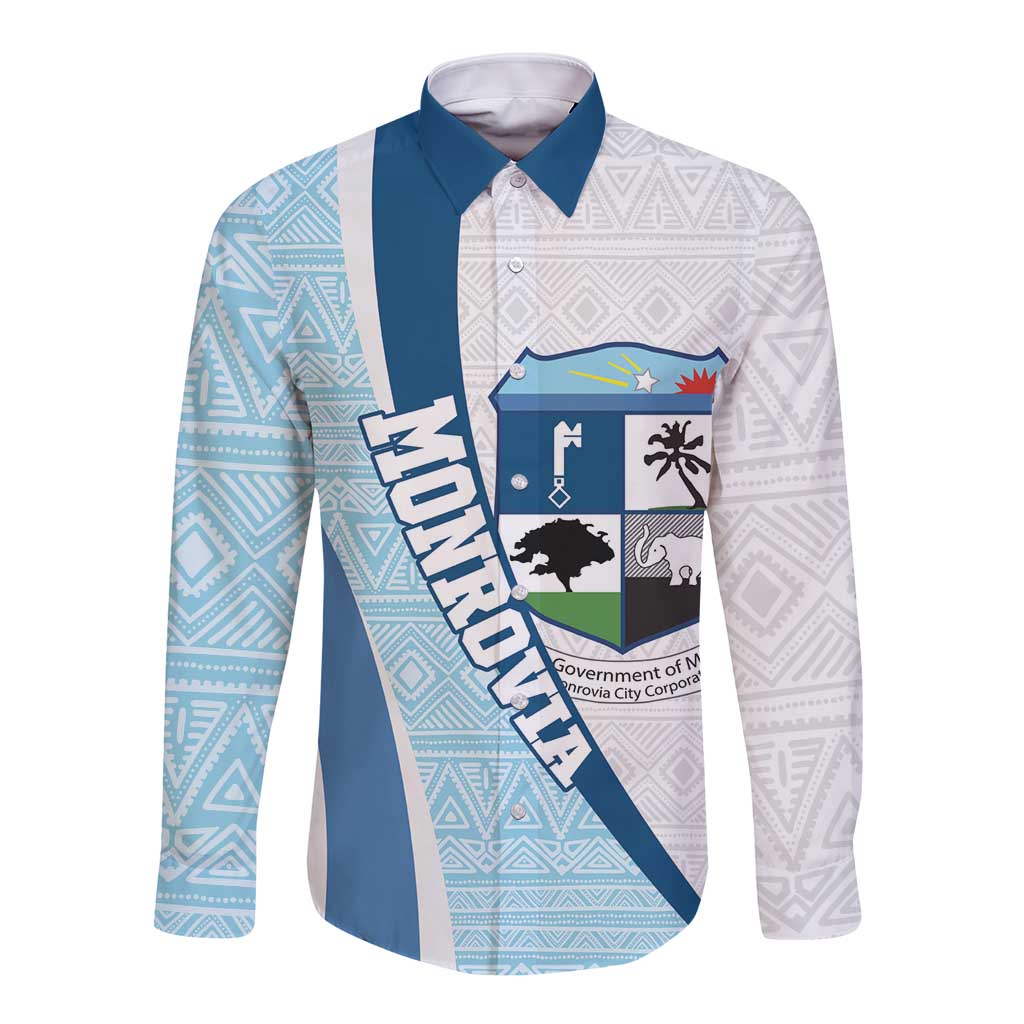 Liberia Monrovia Capital Long Sleeve Button Shirt African Pattern Curves Style