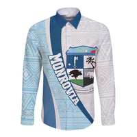 Liberia Monrovia Capital Long Sleeve Button Shirt African Pattern Curves Style