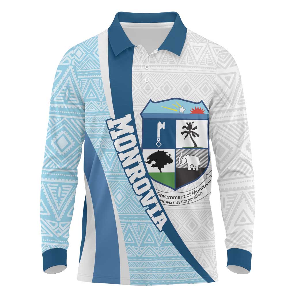 Liberia Monrovia Capital Long Sleeve Polo Shirt African Pattern Curves Style