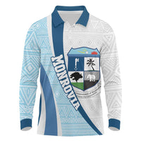 Liberia Monrovia Capital Long Sleeve Polo Shirt African Pattern Curves Style