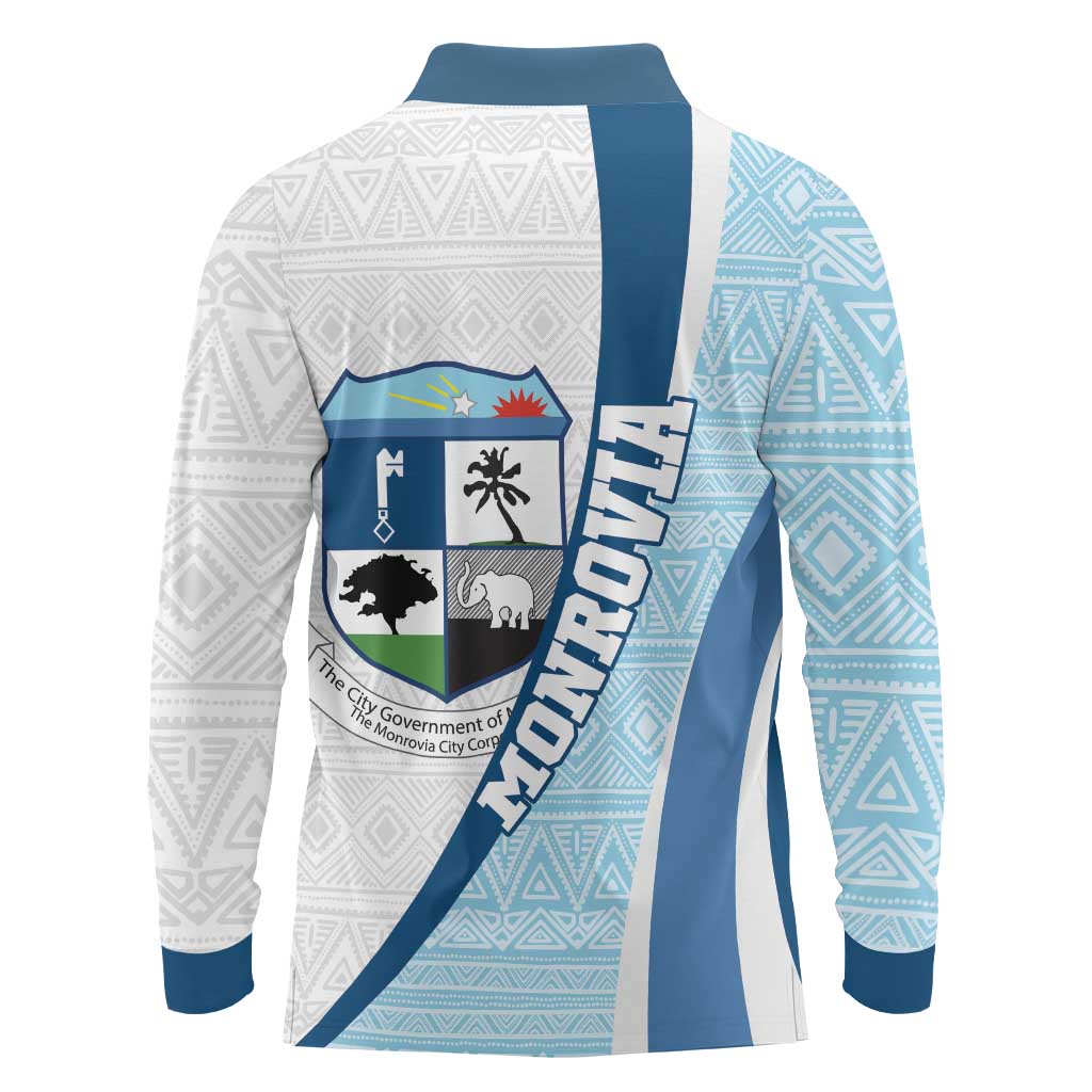 Liberia Monrovia Capital Long Sleeve Polo Shirt African Pattern Curves Style