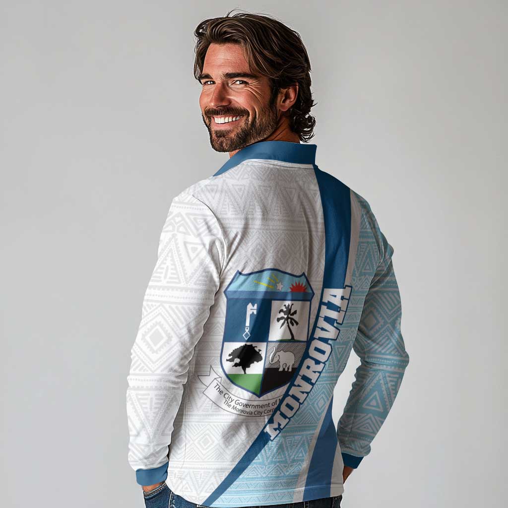 Liberia Monrovia Capital Long Sleeve Polo Shirt African Pattern Curves Style