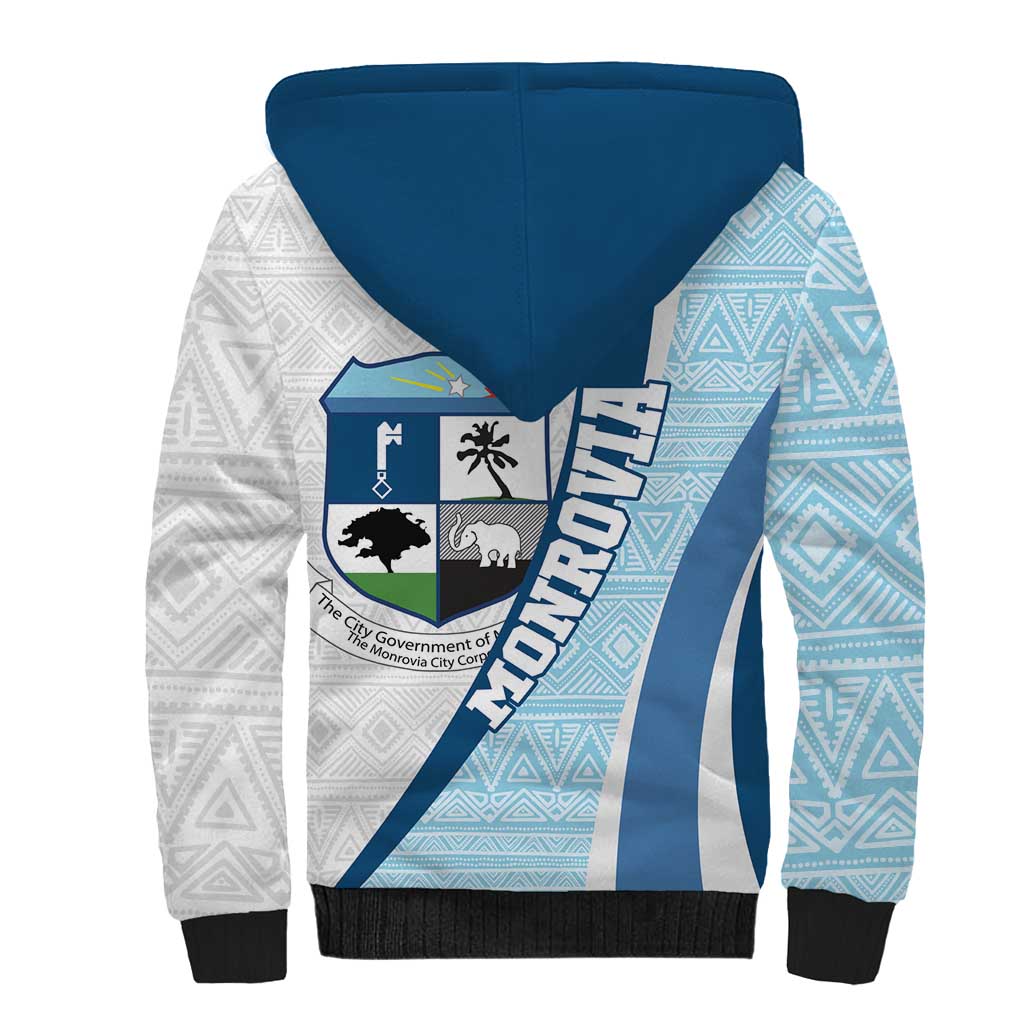 Liberia Monrovia Capital Sherpa Hoodie African Pattern Curves Style