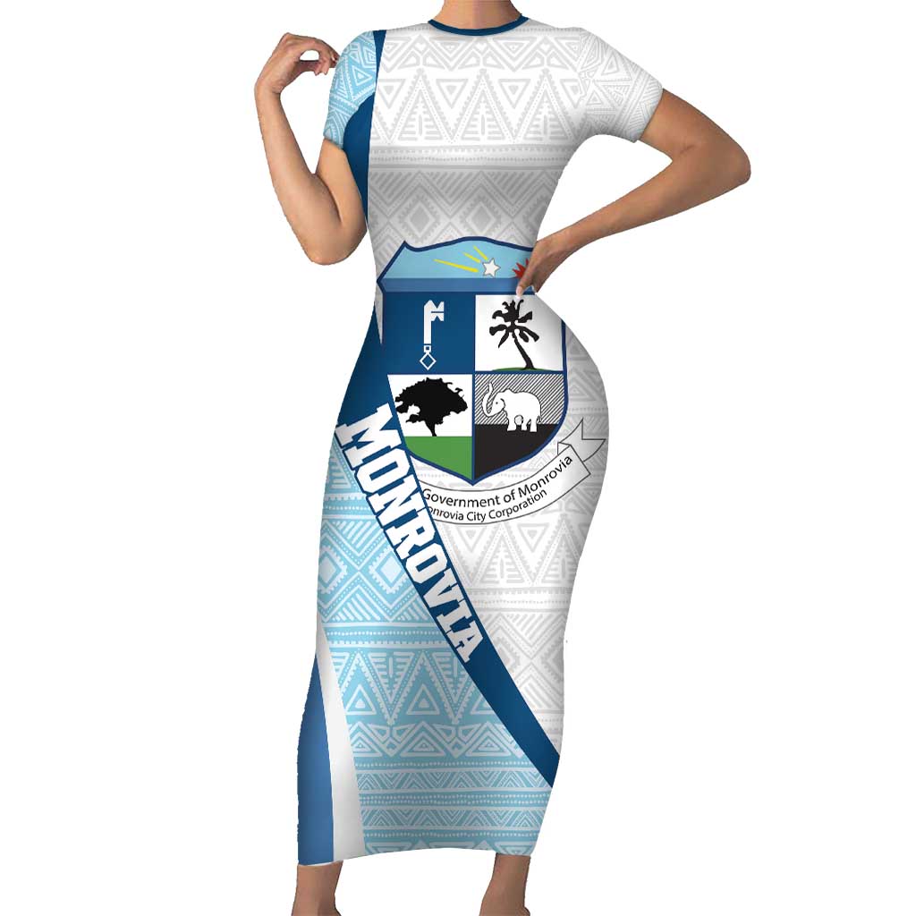 Liberia Monrovia Capital Short Sleeve Bodycon Dress African Pattern Curves Style