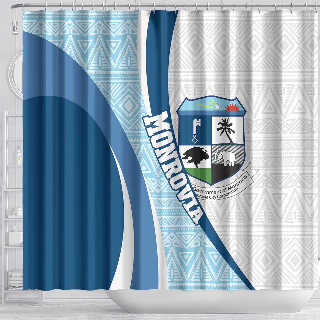 Liberia Monrovia Capital Shower Curtain African Pattern Curves Style